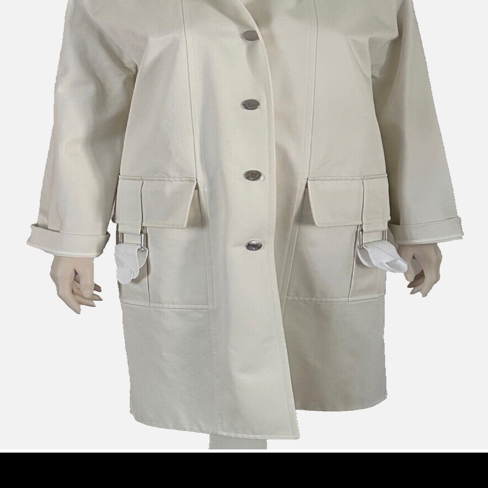 Hermes Cotton Trench Coat Blanc Casse 38